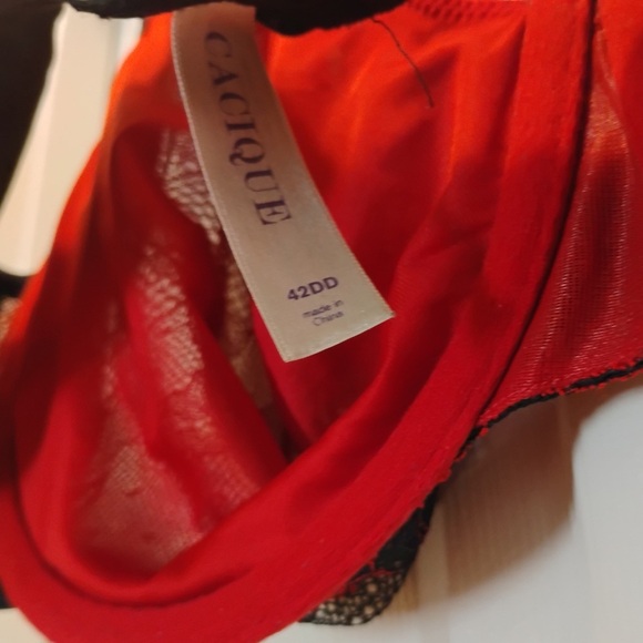 Cacique Red and Black Lace Underwire Bra Unpadded Intimate Sexy Secret Size 42DD - Picture 5 of 5